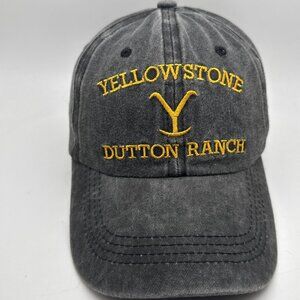 Yellowstone Dutton Ranch Baseball Cap Hat Adjustable Distressed Black Cotton TV